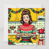 Cute Retro Pop Art Personalized Christmas Karte (Vorderseite)
