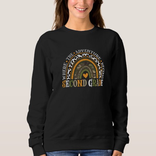 Cute Retro Rainbow 2nd Grade Adventure Begins Back Sweatshirt (Vorderseite)