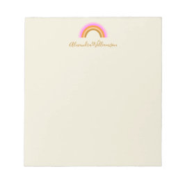 Cute Retro Rainbow Personalized Script Name Notizblock