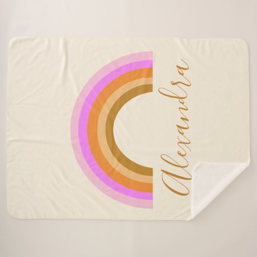 Cute Retro Rainbow Personalized Script Name Sherpadecke (Vorderseite (Horizontal))