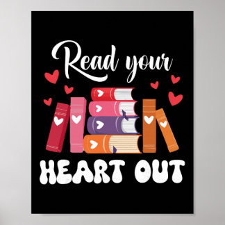 Cute Retro Reading Book Reader Women Valentine _1  Poster