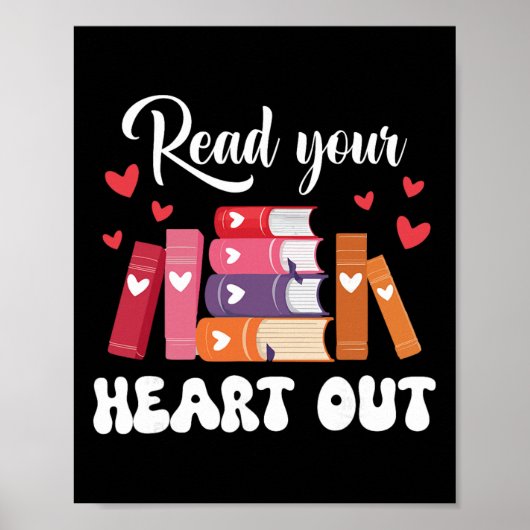 Cute Retro Reading Book Reader Women Valentine _1  Poster (Vorne)