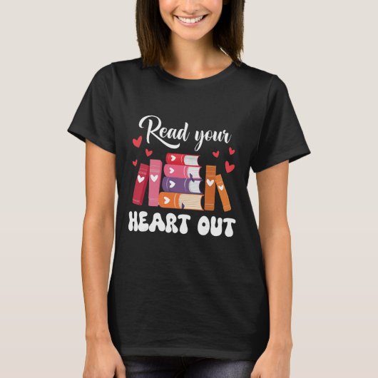 Cute Retro Reading Book Reader Women Valentine _1 T-Shirt (Vorderseite)