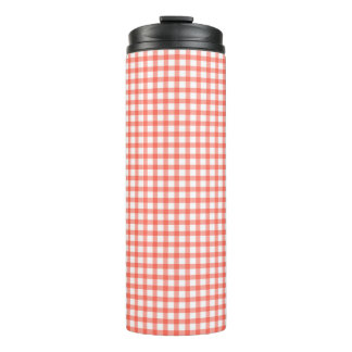 Cute Retro Red Gingham Plaid pattern Thermosbecher