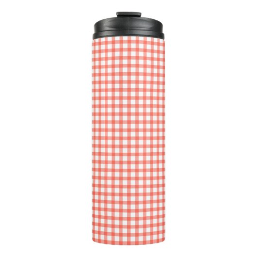 Cute Retro Red Gingham Plaid pattern Thermosbecher (Vorderseite)