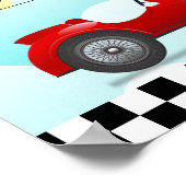 Cute Retro Red Race Car Baby Photo Birth Stats Poster (Ecke)