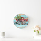 Cute Retro Red Truck Country Christmas Runde Wanduhr (Zuhause)
