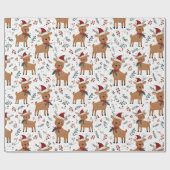Cute Retro Reindeer Christmas Geschenkpapier (Flach)