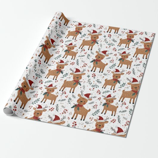 Cute Retro Reindeer Christmas Geschenkpapier (Ungerollt)