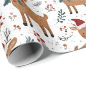 Cute Retro Reindeer Christmas Geschenkpapier (Rolleneckpunkt)