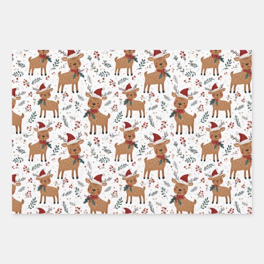 Cute Retro Reindeer Christmas Geschenkpapier Set (Vorderseite)