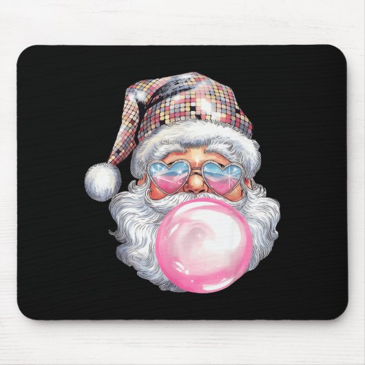 Cute Retro Santa Christmas Blowing Bubble Gum Vint Mousepad (Vorne)