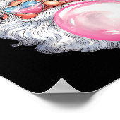 Cute Retro Santa Christmas Blowing Bubble Gum Vint Poster (Ecke)