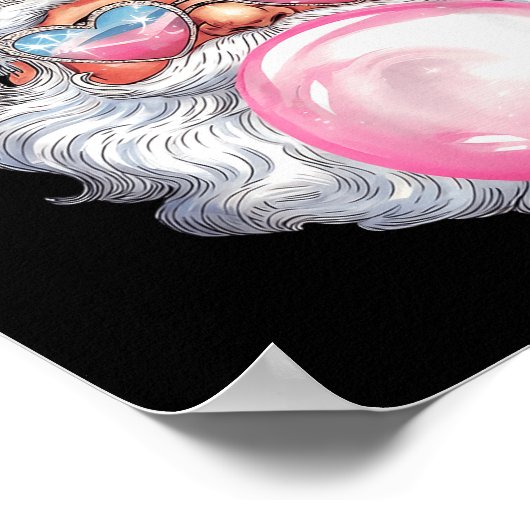 Cute Retro Santa Christmas Blowing Bubble Gum Vint Poster (Ecke)