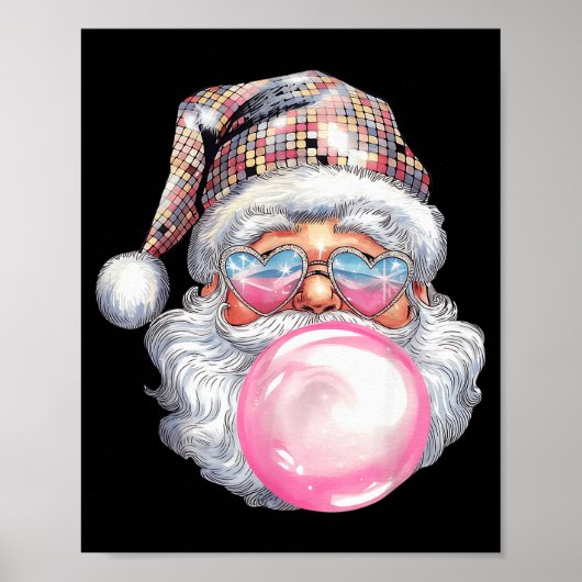 Cute Retro Santa Christmas Blowing Bubble Gum Vint Poster (Vorne)