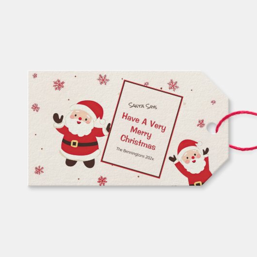 Cute Retro Santa Christmas  Geschenkanhänger (Vorderseite (Horizontal))