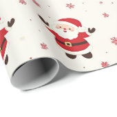 Cute Retro Santa Christmas Wrapping Paper Geschenkpapier (Rolleneckpunkt)