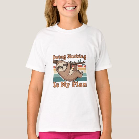 Cute Retro Sloth Girls Graphic T-Shirt (Vorderseite)
