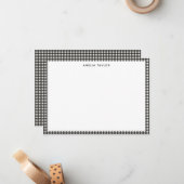 Cute Retro Soft Black Gingham Plaid Personalized Mitteilungskarte (Vorderseite/Rückseite Beispiel)