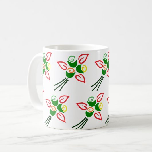Cute Retro Springtime Flowers on a Coffee Cup Mug Kaffeetasse (Vorderseite Links)