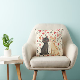 Cute Retro Valentine Cats Kissen