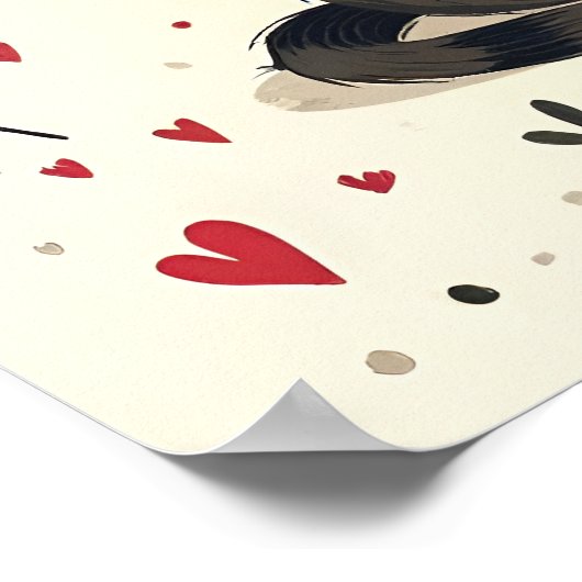 Cute Retro Valentine Cats Poster (Ecke)