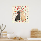 Cute Retro Valentine Cats Poster (Küche)