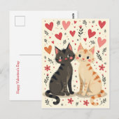 Cute Retro Valentine Cats Postkarte (Vorne/Hinten)
