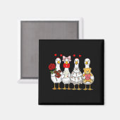 Cute Retro Valentine Silly Gooses Duck Love Couple Magnet (Vorderseite/Rückseite)