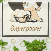 Cute Retro Vintage Beige Brown Boy Baker Geschirrtuch (Gefaltet)