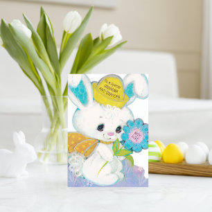 Cute retro vintage Easter bunny Grandparents Feiertagskarte
