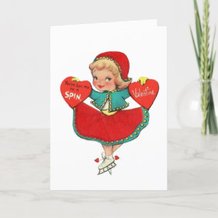 Cute retro vintage Valentine girl Feiertagskarte