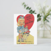 Cute retro vintage Valentine girl Postkarte (Stehend Vorderseite)