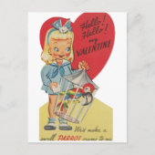 Cute retro vintage Valentine girl Postkarte (Vorderseite)
