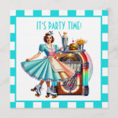 Cute retro waitress party  einladung (Vorderseite)