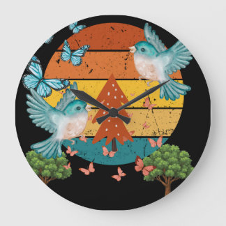 Cute Retro Wall Clock Colorful Vintage Art Große Wanduhr