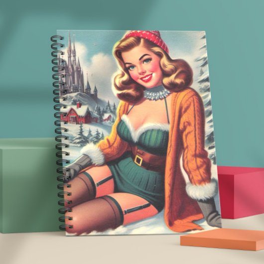 Cute Retro Winter Pin-up Notizblock