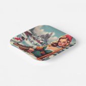 Cute Retro Winter Pin-up Pappteller (Gewinkelt)