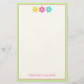 Cute Retro Yellow Pink Blue Daisies Briefpapier (Vorderseite)