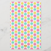 Cute Retro Yellow Pink Blue Daisies Briefpapier (Rückseite)