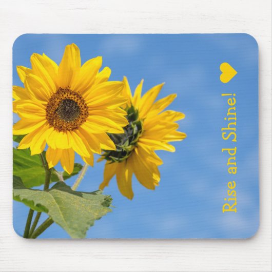 Cute Rise and Shine Sunflowers Upload Foto von Tex Mousepad (Vorne)