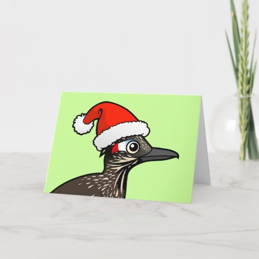 Cute Roadrunner Santa Claus Feiertagskarte (Vorderseite)