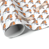Cute Robin Merry Christmas 80s Retro Bird Pattern Geschenkpapier (Rolleneckpunkt)