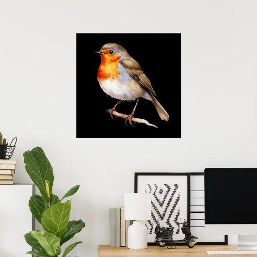Cute Robin Poster (Heimbüro)