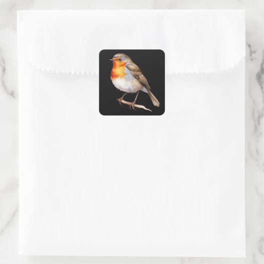 Cute Robin Quadratischer Aufkleber (Tasche)