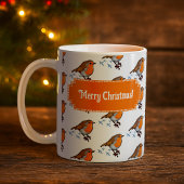 Cute Robin Red Breast Merry Christmas! Pattern Kaffeetasse