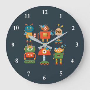 Cute robot children's design große wanduhr
