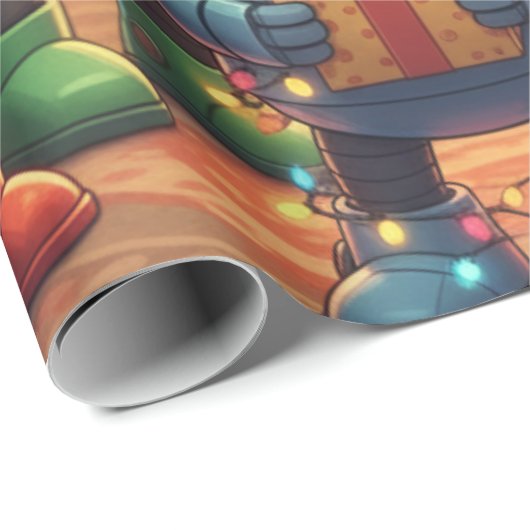 Cute Robot Christmas Holiday Geschenkpapier (Rolleneckpunkt)