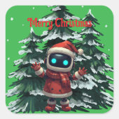 cute robot Christmas holiday Sticker (Vorderseite)
