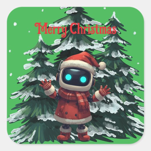 cute robot Christmas holiday Sticker (Vorderseite)